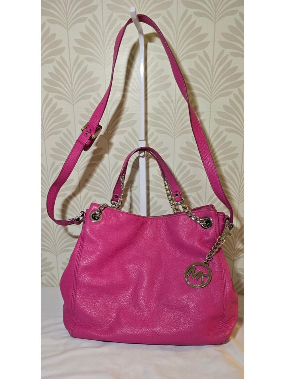 Michael Kors Jet Set Hot Pink Leather Chain Tote
